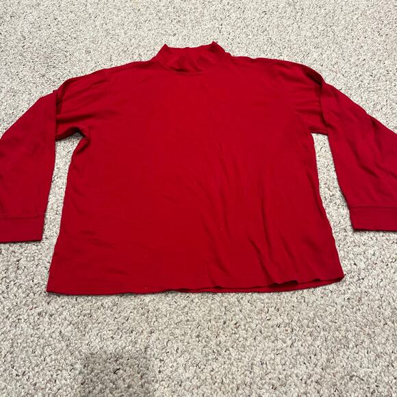 Lands End Cherry Red Long Sleeve Turtleneck Shirt Sz 2X Fall Casual Holiday - Picture 1 of 6